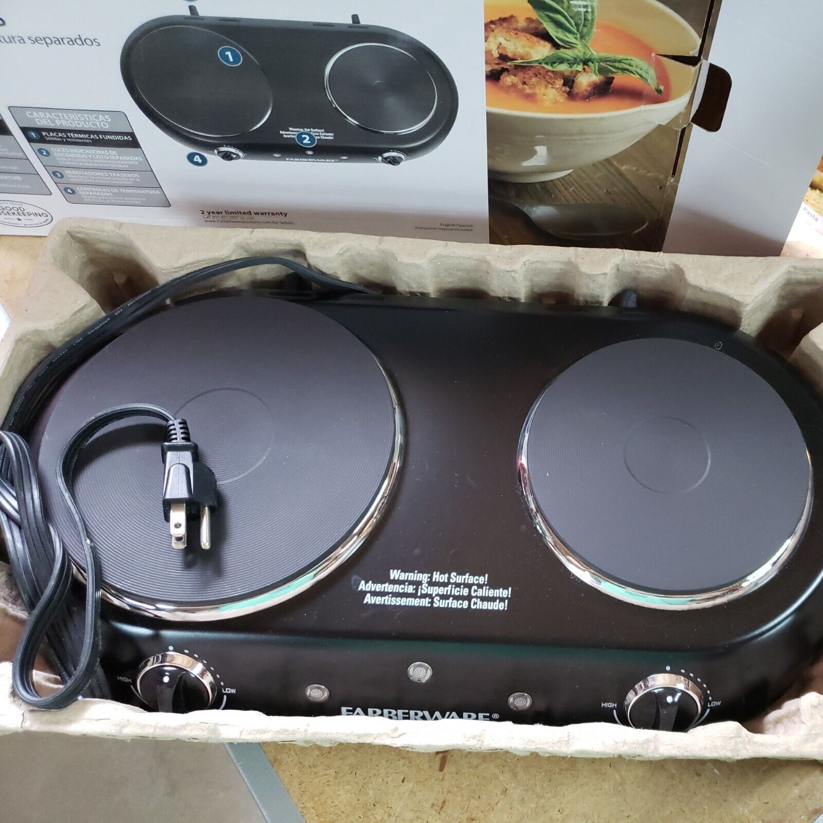 Farberware FH202-D11 Double Burner - Black - Fresh Stock Dated February 2026