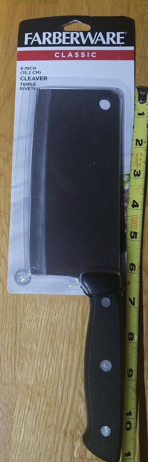 FARBERWARE Classic Forged 6-Inch Triple Rivet Cleaver - Fresh Stock Dated February 2026