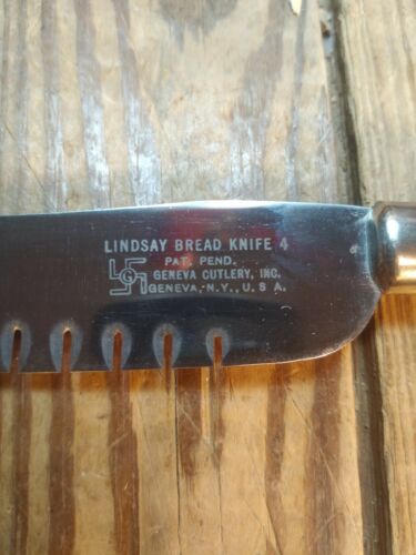 VINTAGE 1930 GENEVA CUTLERY LINDSAY BREAD KNIFE W SWASTIKA LOGO USA RARE - Fresh Stock Dated January 2026