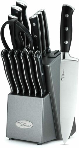 14-Piece Knife Block Set Stainless Steel Built-in Sharpener Knife Set with Block - Fresh Stock Dated January 2026