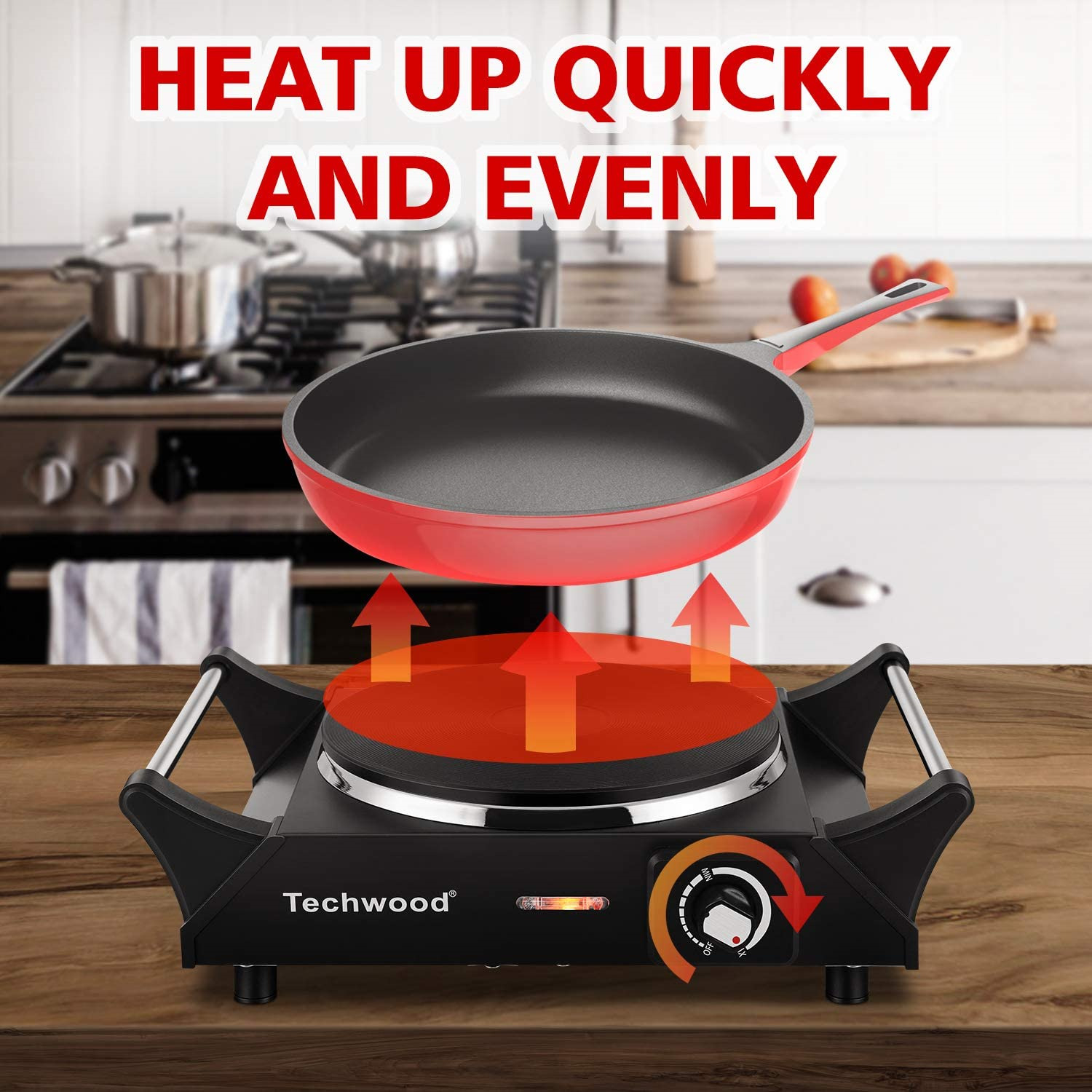Techwood Hot Plate Portable Electric Stove 1500W Countertop Single Burner with & - Fresh Stock Dated February 2026