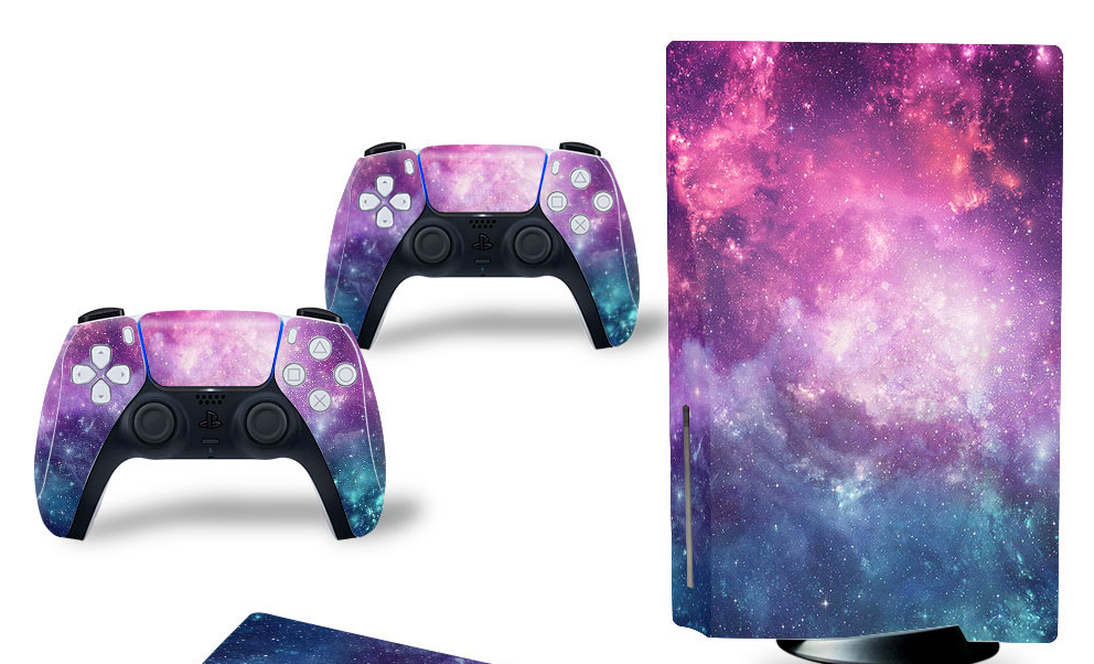 For PS5 Disc Edition Console & 2 Controller Galaxy Vinyl Wrap Skin Decal - Fresh Stock Dated February 2026