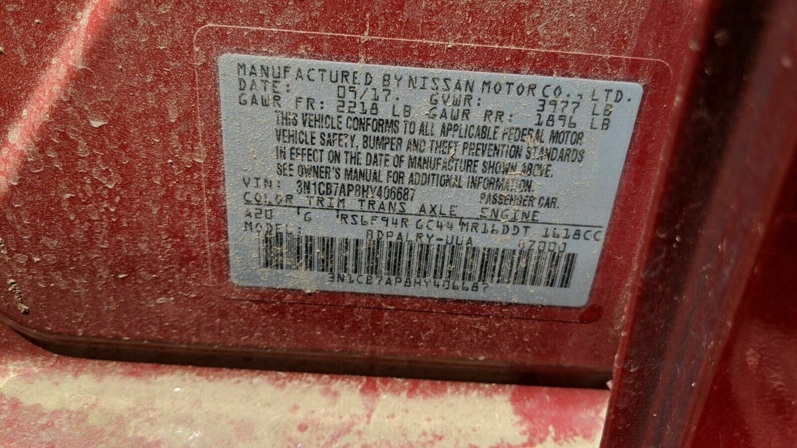 2017 2018  19 NISSAN SENTRA 1.6L MANUAL MT STANDARD TRANSMISSION ASSEMBLY - Fresh Stock Dated December 2025