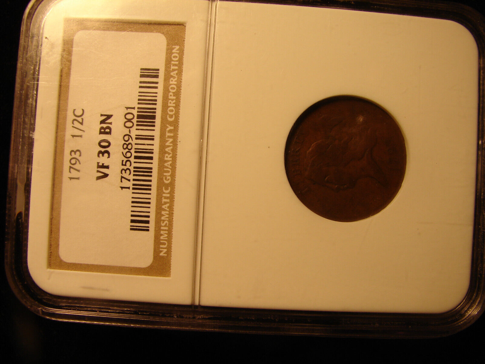 1793 LIBERTY CAP 1/2 NGC VF 30 BN, as pictured. - Fresh Stock Dated December 2025
