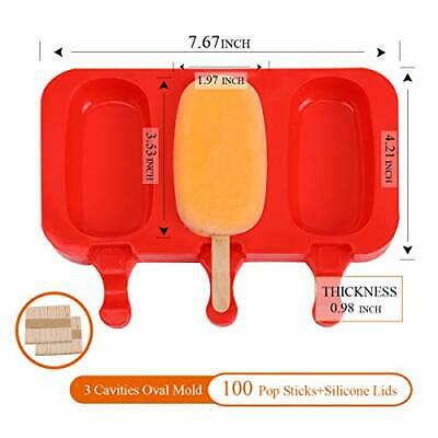 Flat Silicone Popsicle Molds for Kids BPA-Free, DIY Ice Pop Molds with Red - Fresh Stock Dated February 2026