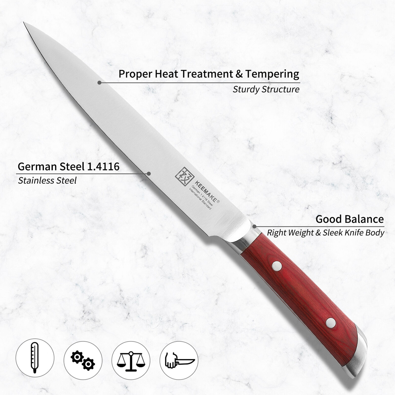 8 inch slicing knife German stainless steel kitchen chef cooking meat cutlery US - Fresh Stock Dated February 2026