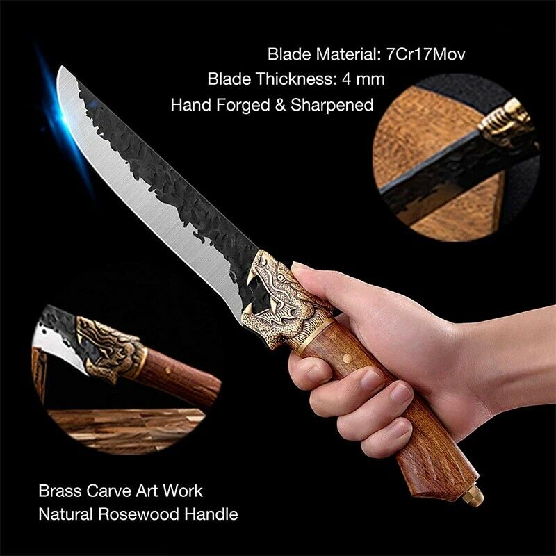 7 inch Handmade Chef Knife Fixed Blade Meat Knives Chinese Cleaver Cooking Tools - Fresh Stock Dated January 2026