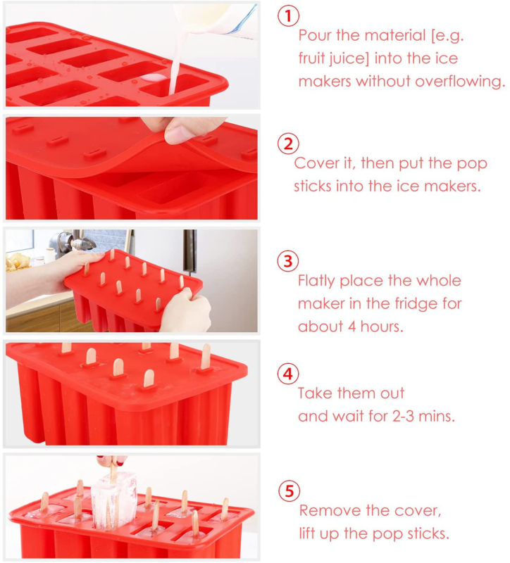 Ice Pop Molds Food Grade Silicone Frozen Ice Popsicle Makers With 100 Sticks - Fresh Stock Dated February 2026