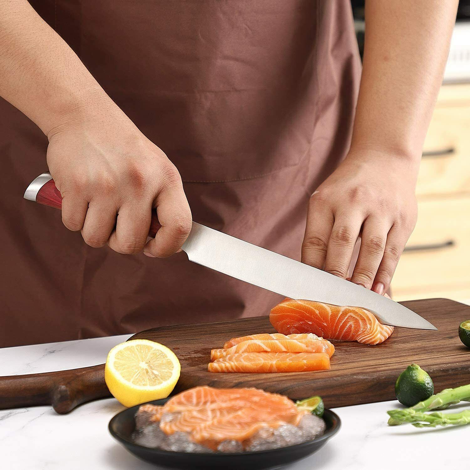 8 inch slicing knife German stainless steel kitchen chef cooking meat cutlery US - Fresh Stock Dated February 2026