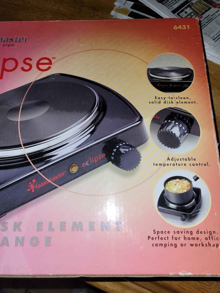 Toastmaster 6431 Eclipsed Single Burner. New in Box. - Fresh Stock Dated February 2026