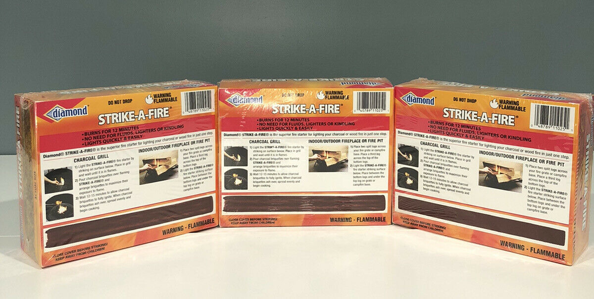 Diamond Strike A Fire Flame Starters Strike on Box Lot of 3 - Fresh Stock Dated December 2025