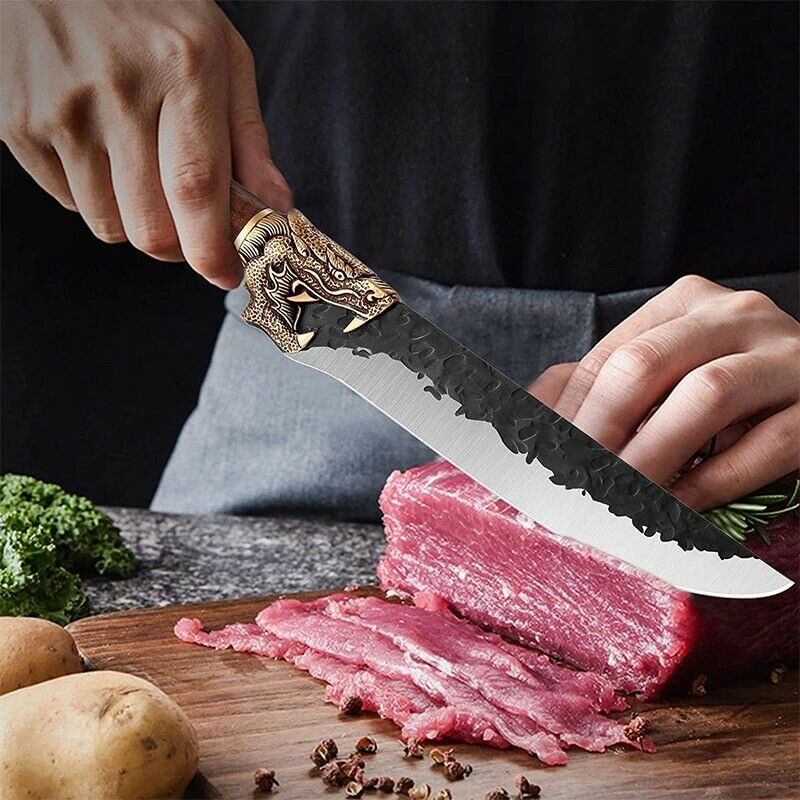 7 inch Handmade Chef Knife Fixed Blade Meat Knives Chinese Cleaver Cooking Tools - Fresh Stock Dated January 2026