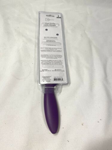 mainstays purple 8 inch kitchen chef knife with sheath cover non stick blade - Fresh Stock Dated January 2026