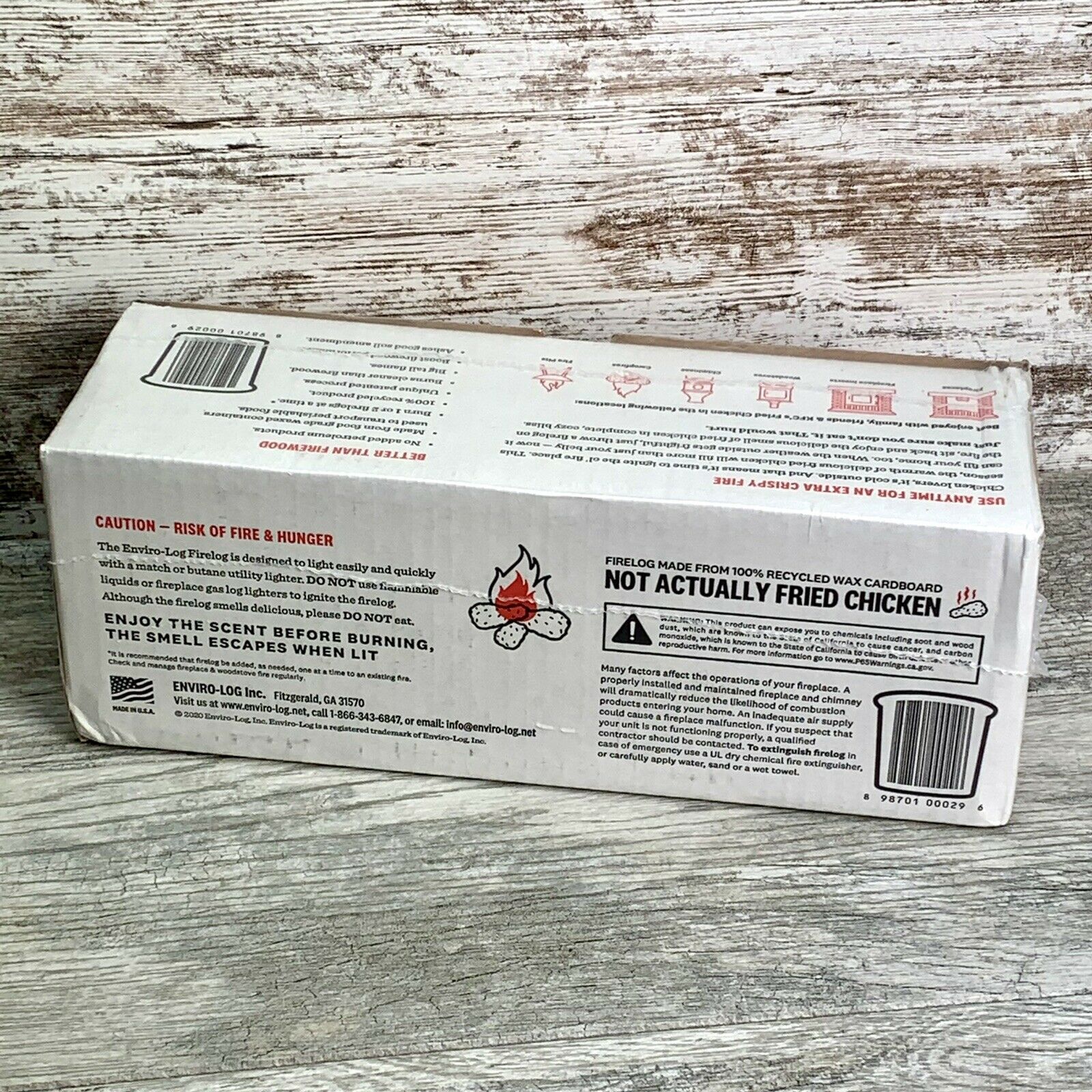 NEW Genuine KFC Fire Log 11 Herb Spice ENVIROLOG Kentucky Fried Chicken Scented - Fresh Stock Dated December 2025