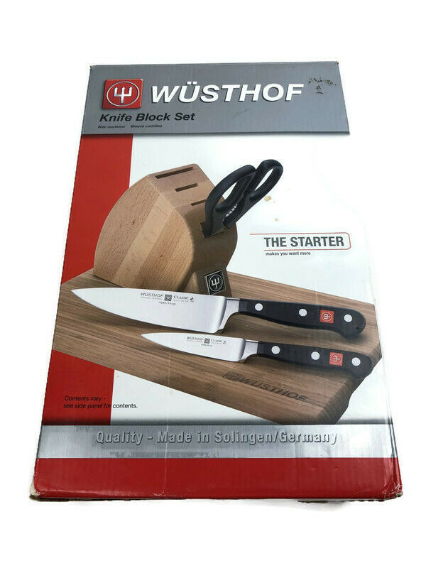 Wusthof The Starter Cook's Knife, Pairing, Shears Cutting Board Block Set 7050 - Fresh Stock Dated January 2026