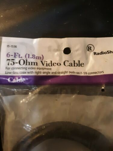 New Radioshack TV VCR DVD RIGHT ANGLE 6' Push-On 75-ohm Video Coaxial Cable - Fresh Stock Dated December 2025