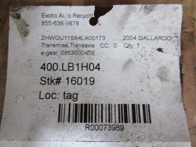 Lamborghini Gallardo, Transmission, E-Gear, AWD, Used, P/N 086300045E - Fresh Stock Dated December 2025