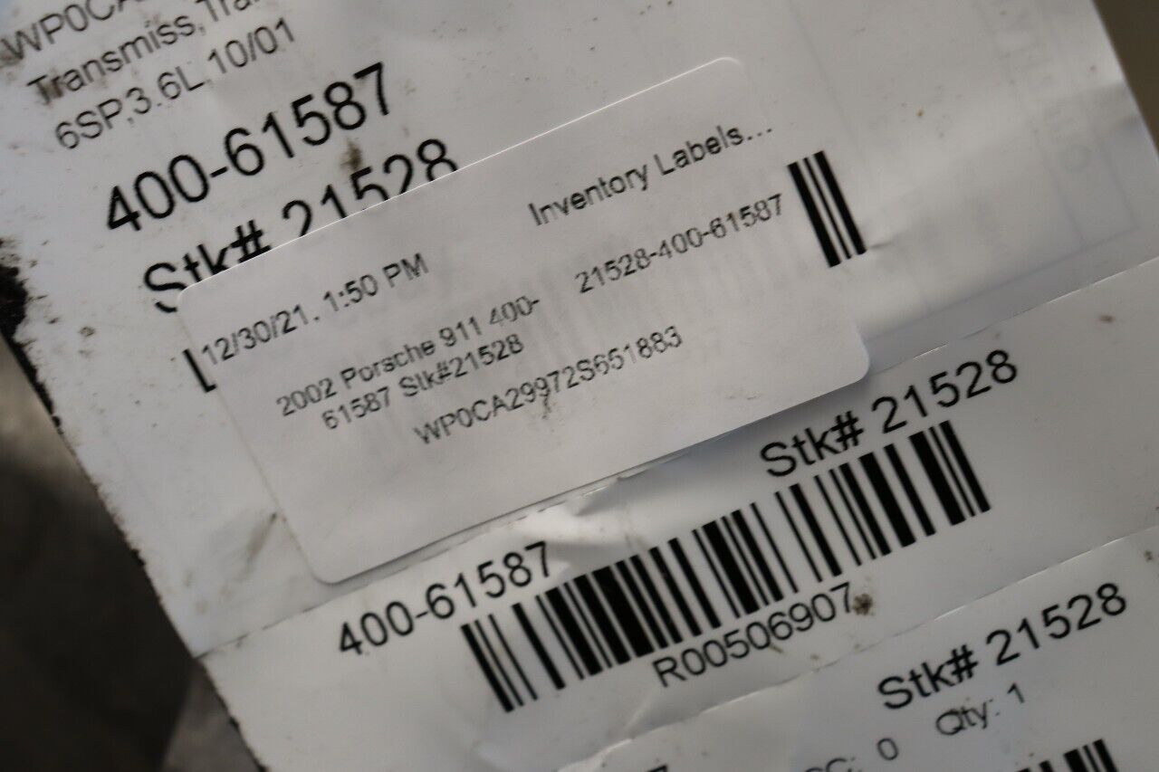 2002 2003 2004 Porsche 911 996 3.6 6 Speed Transmission Stk#21528 - Fresh Stock Dated December 2025