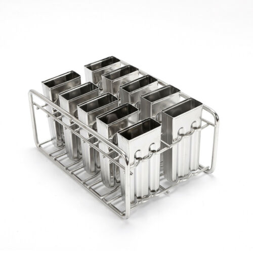 10x Stainless Steel Ice Cream Mold Pop Ice Lolly Maker Frozen Mould Popsicle Ice - Fresh Stock Dated February 2026