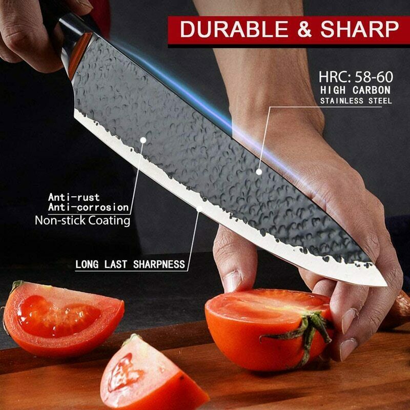 Stainless Steel Kitchen Knife Set Japanese Damascus Pattern Cleaver Chef Knives - Fresh Stock Dated January 2026