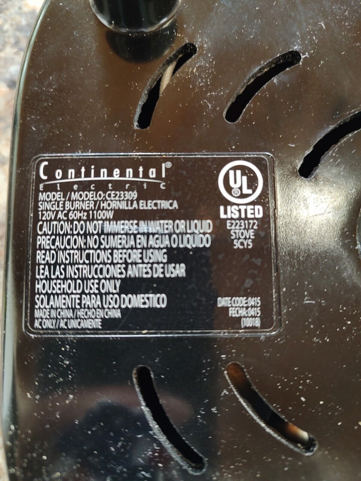 New Continental Electric 1100 watt single burner hot plate - Fresh Stock Dated February 2026