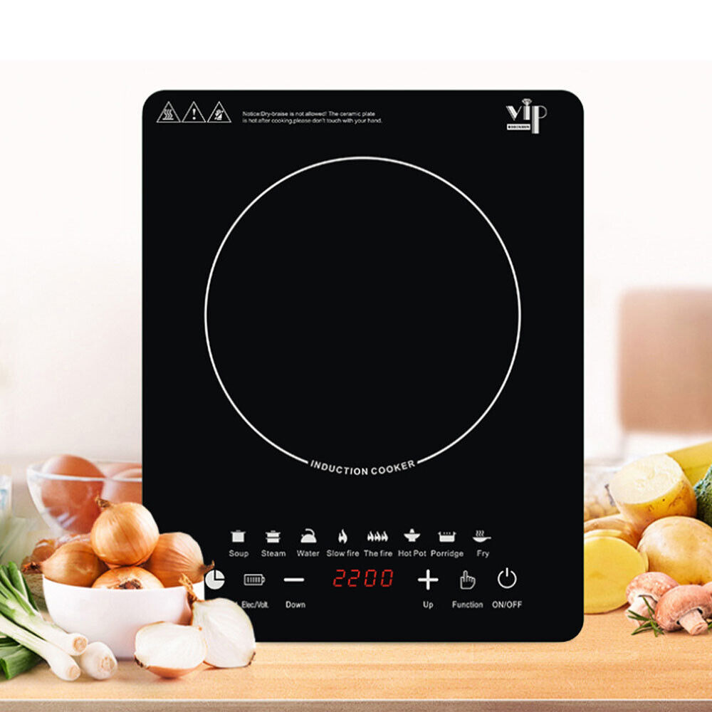 2200W Electric Single Induction Cooker Portable Burner Cooktop Digital Hot Plate - Fresh Stock Dated February 2026