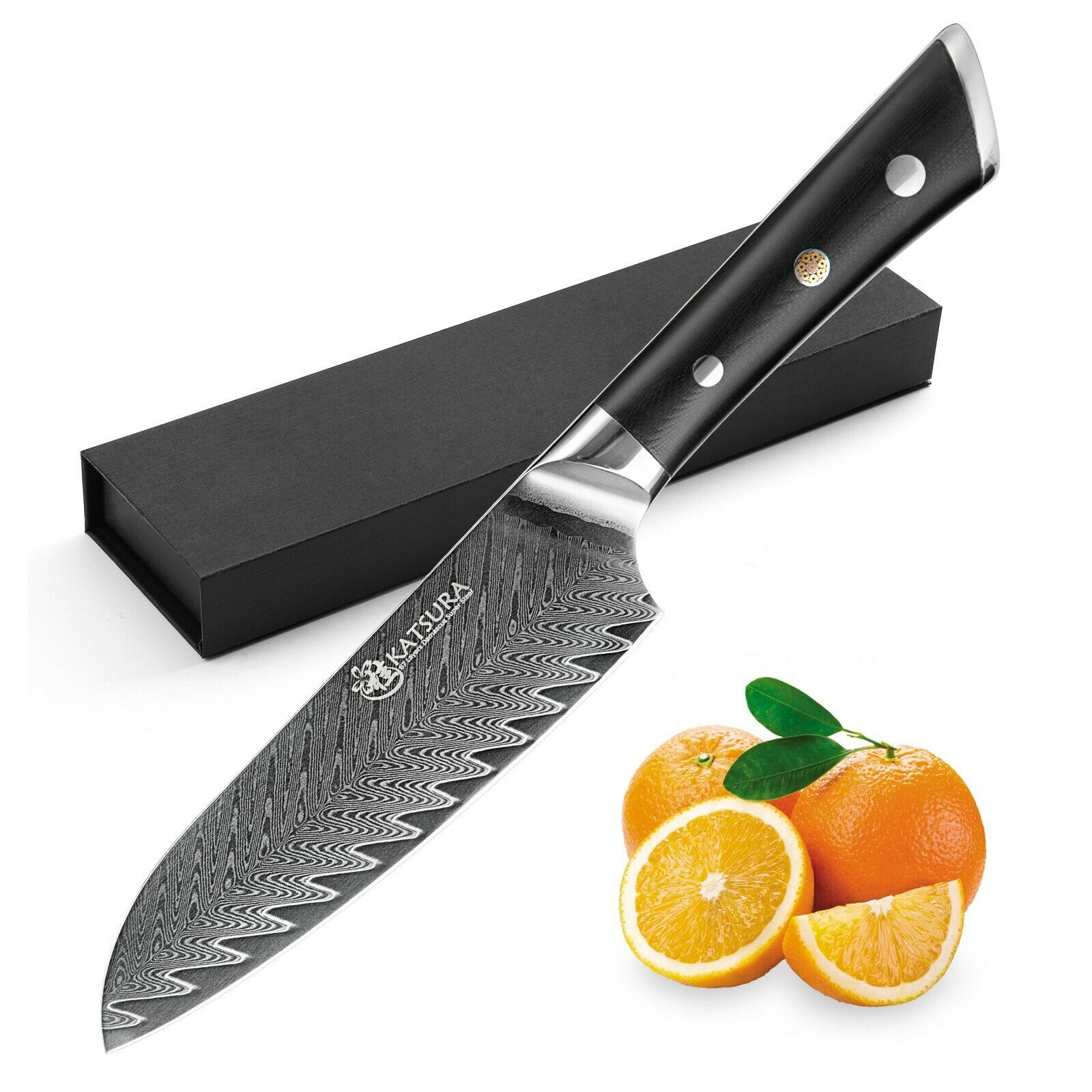 Damascus AUS 10 Santoku Chef Knife 5in Katsura Japanese steel Thunder X series - Fresh Stock Dated February 2026