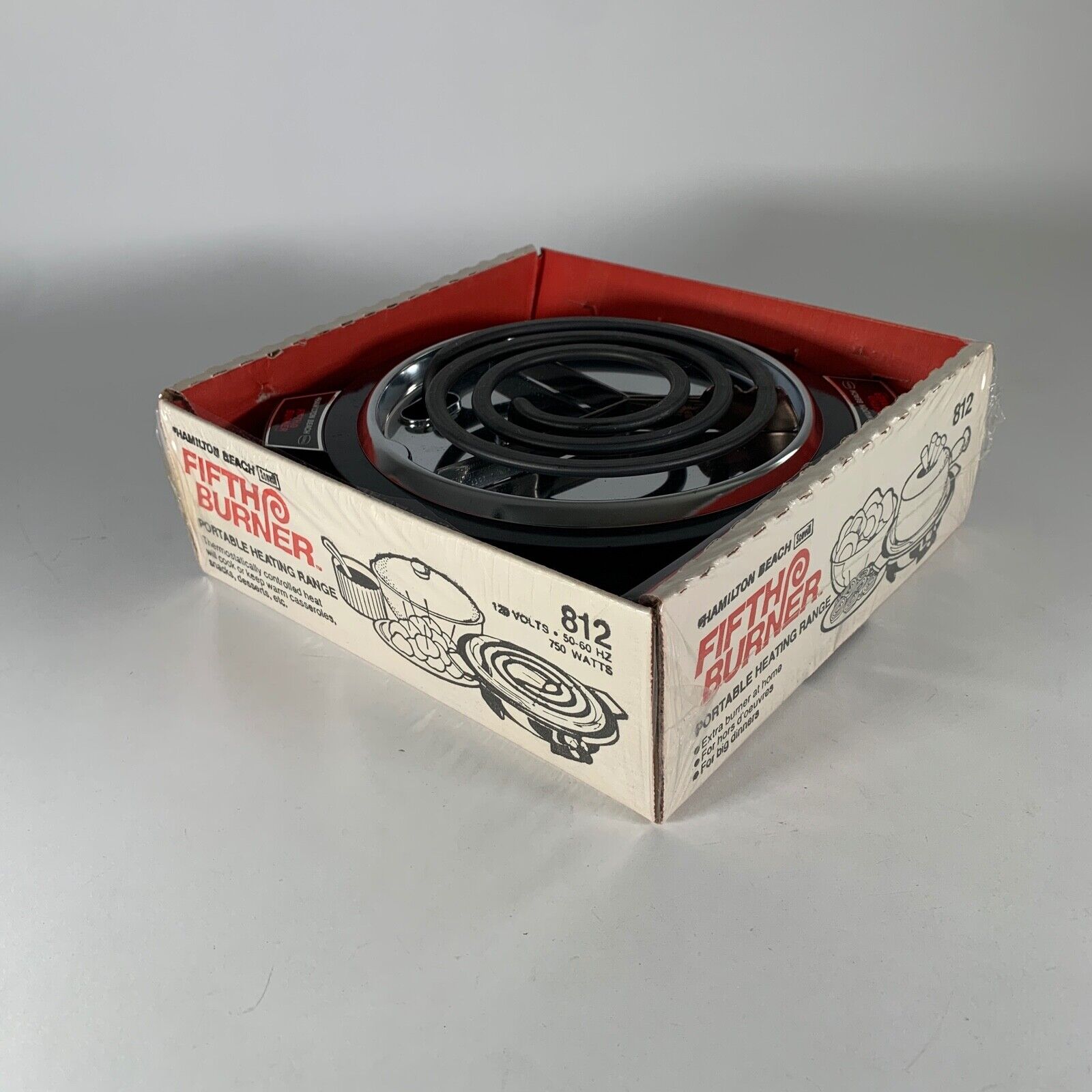 Vintage Hamilton Beach Fifth Burner Portable Hot Plate Model 812-2 USA 750 Watts - Fresh Stock Dated February 2026