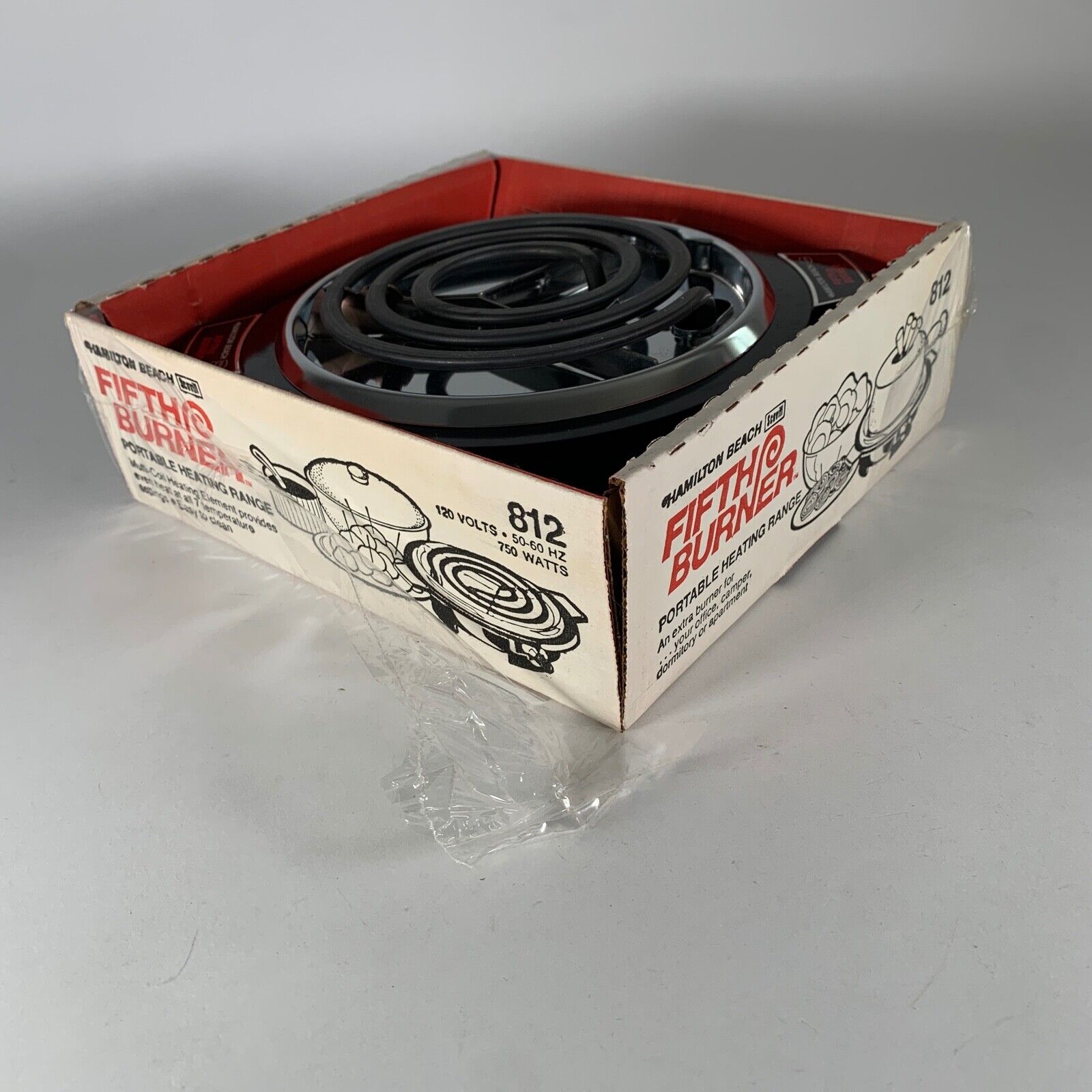 Vintage Hamilton Beach Fifth Burner Portable Hot Plate Model 812-2 USA 750 Watts - Fresh Stock Dated February 2026