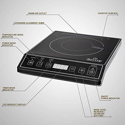 Duxtop 1800W Portable Induction Cooktop Countertop Burner, Black 9100MC/BT-M20B - Fresh Stock Dated February 2026
