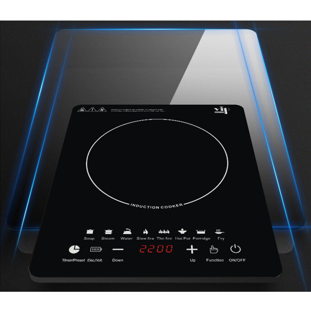 2200W Electric Single Induction Cooker Portable Burner Cooktop Digital Hot Plate - Fresh Stock Dated February 2026