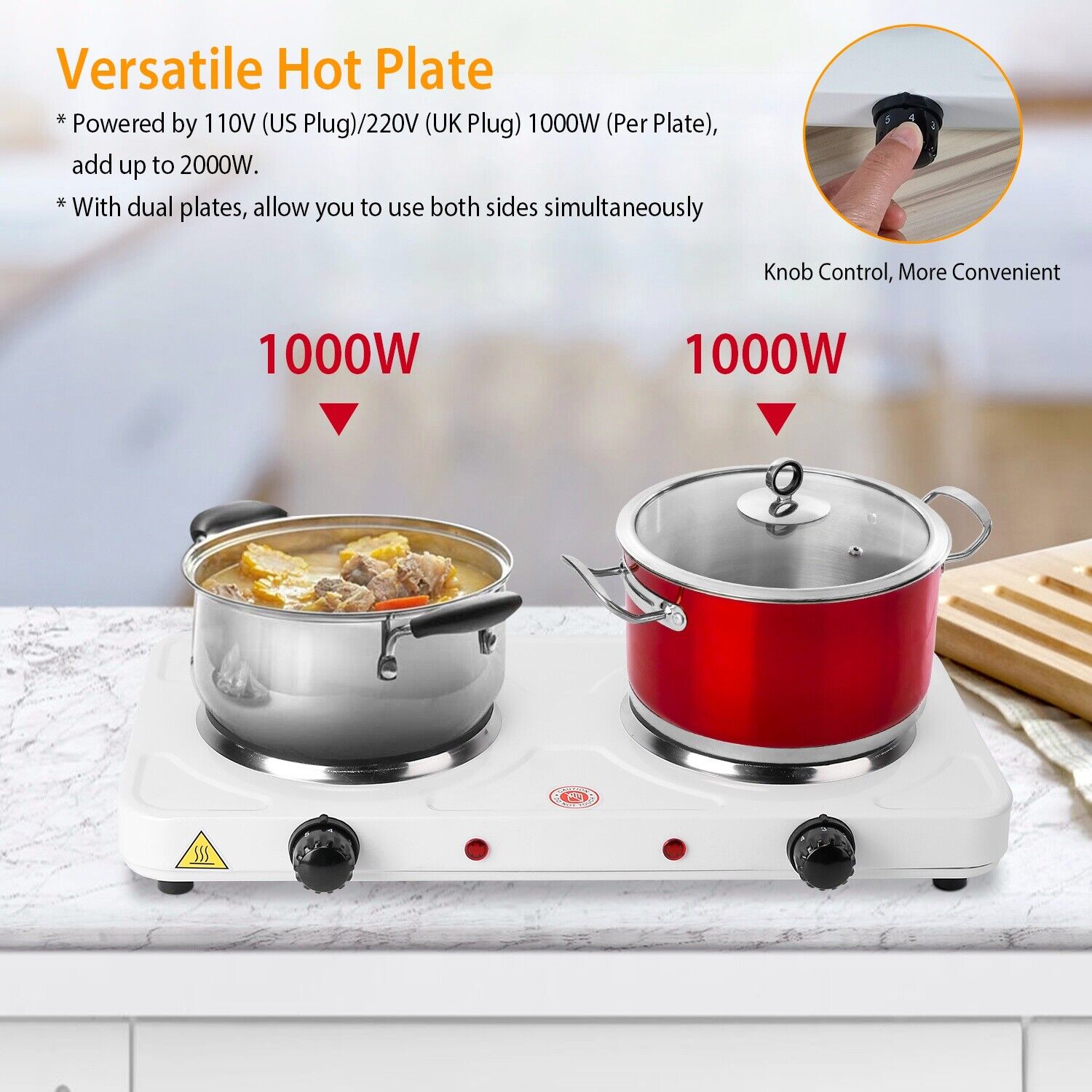 2000W Electric Double Burner Hot Plate Kitchen Stove 5 Level Temperature Control - Fresh Stock Dated February 2026