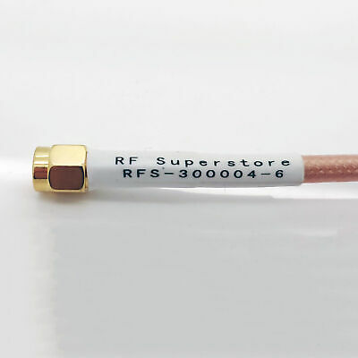 SMA Male (Plug) to SMA Male (Plug) RG142 Coaxial Cable Assembly, 6 inch (0.5 ft) - Fresh Stock Dated December 2025