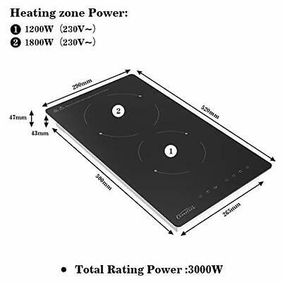 Electric Ceramic Cooktop, 2 Rings Radiant Stove Countertop Burners 12 inch - Fresh Stock Dated February 2026