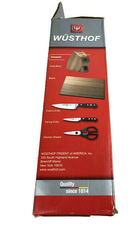 Wusthof The Starter Cook's Knife, Pairing, Shears Cutting Board Block Set 7050 - Fresh Stock Dated January 2026