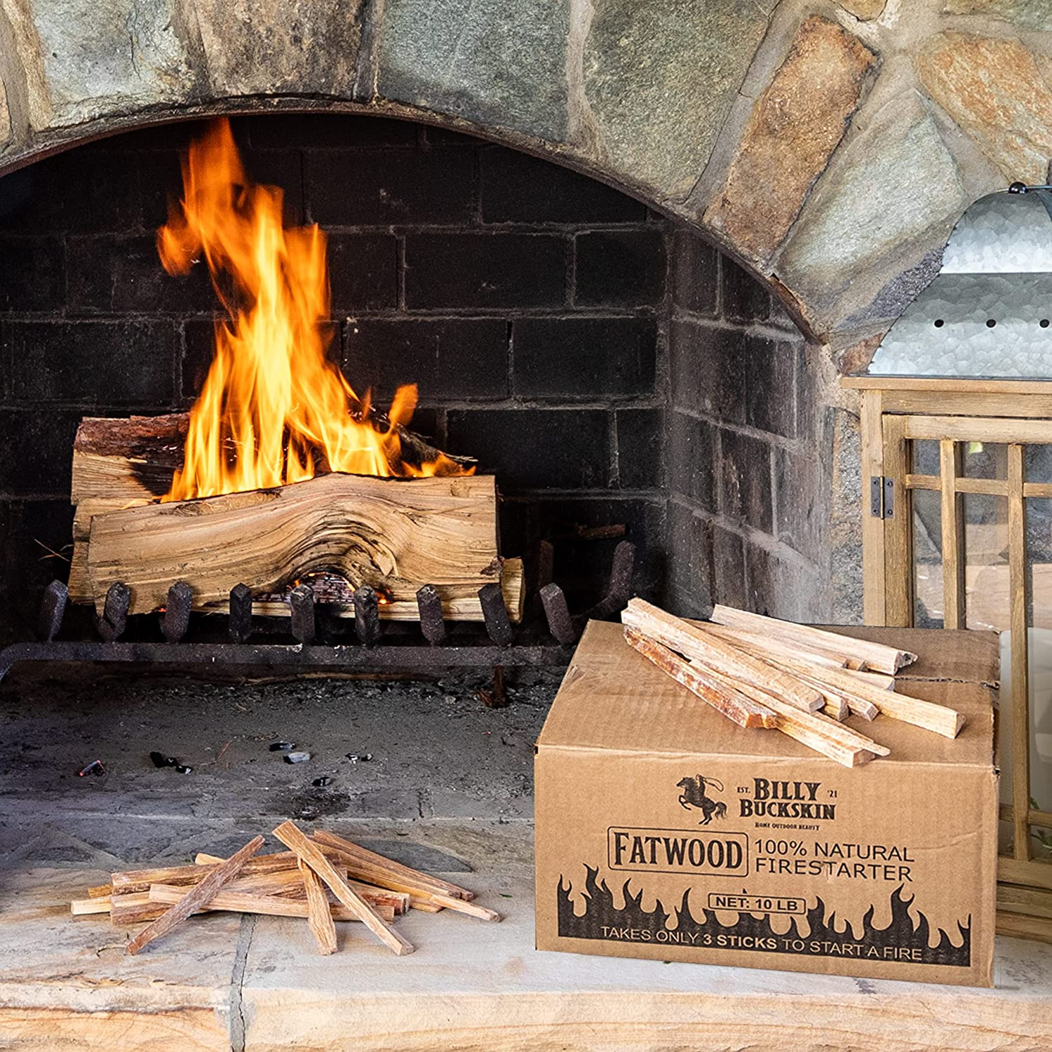 Billy Buckskin Co. Fatwood Fire Starter Sticks | Easy & Safe Fire Starter | Star - Fresh Stock Dated January 2026