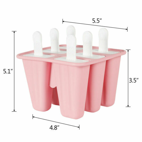 6Hole Ice Pop Molds Reusable Silicone Juice Popsicle Mould Easy Release BPA Free - Fresh Stock Dated February 2026