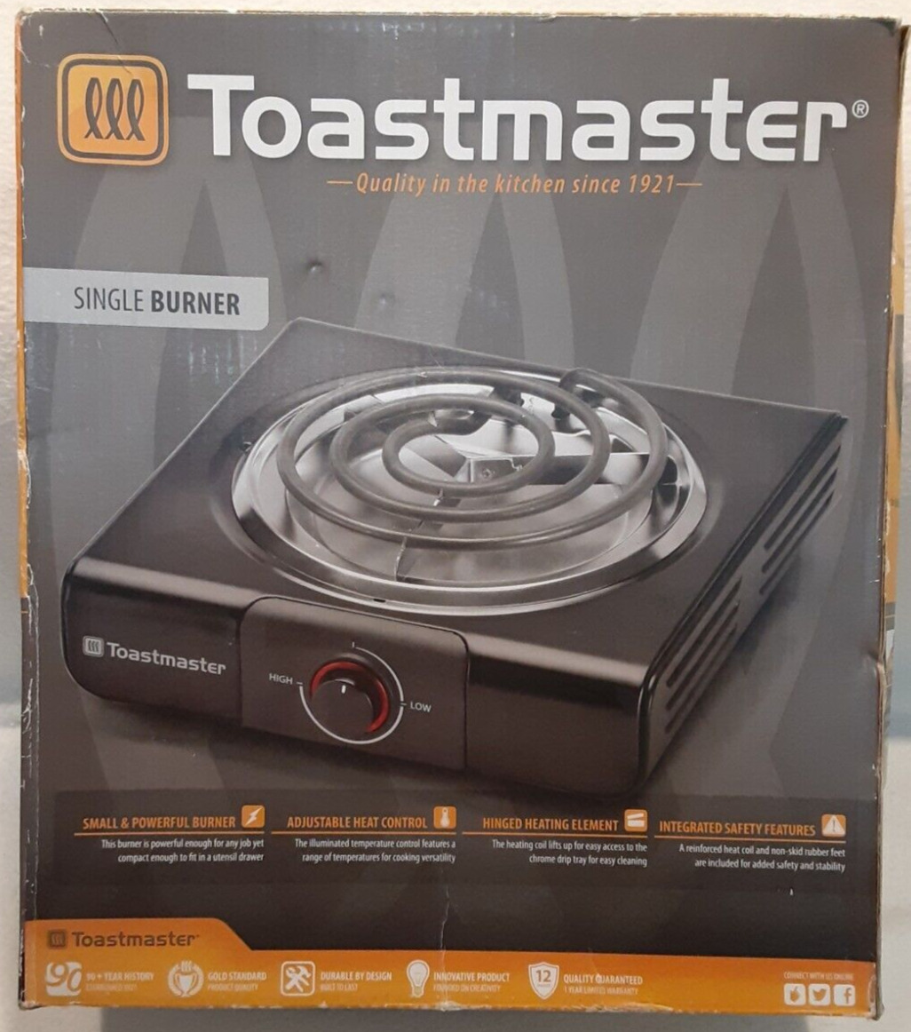 Toastmaster SINGLE BURNER adjustable low-high heating manual & box included - Fresh Stock Dated February 2026