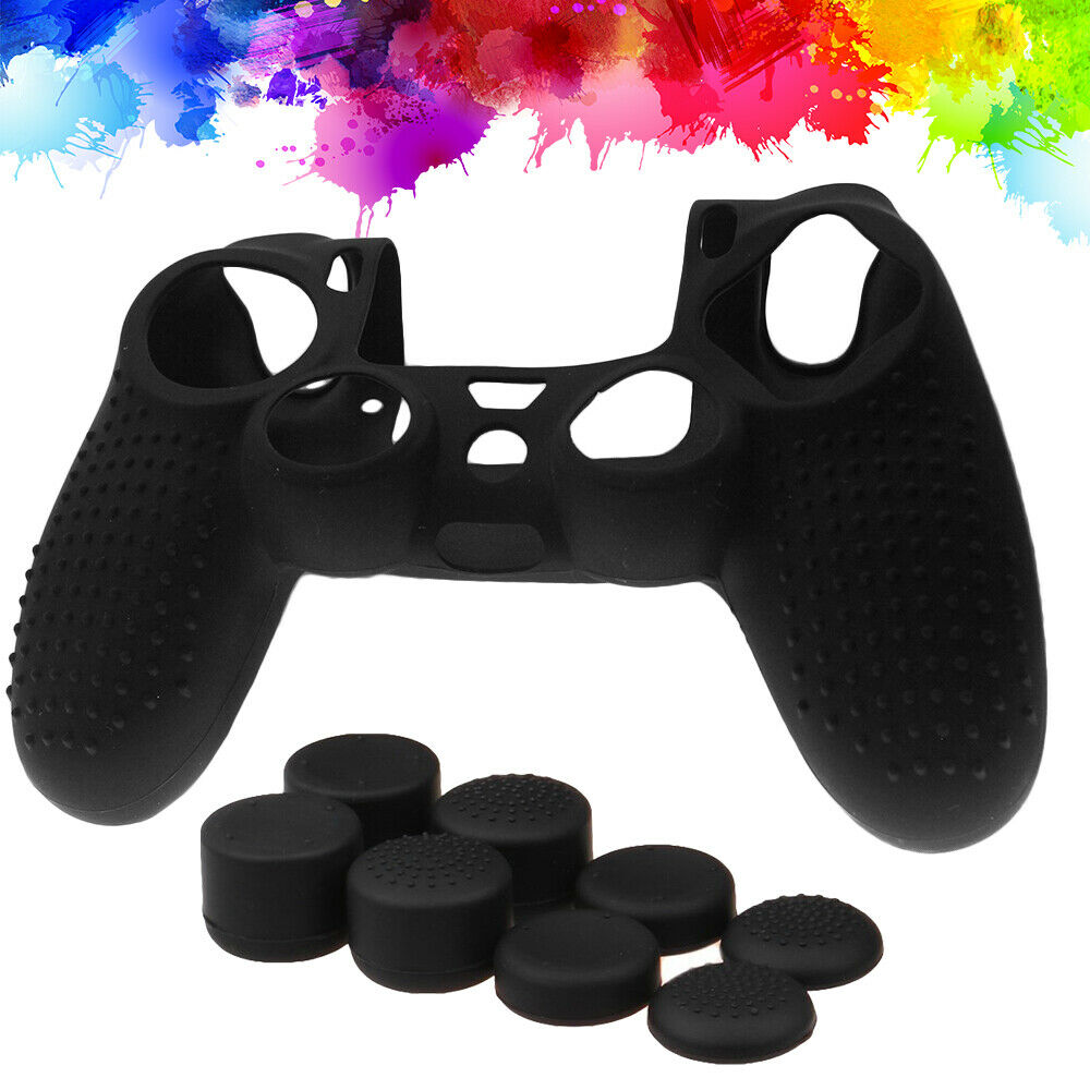 US Silicone Rubber Skin Case + Thumb Grips protector for PS4/Slim/Pro Controller - Fresh Stock Dated February 2026