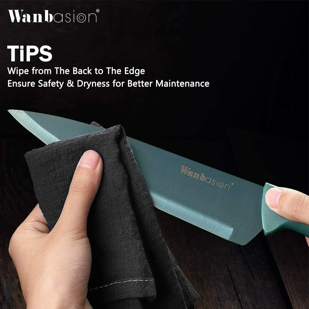 16 pcs Kitchen Knife Set Wanbasion Dishwasher Safe Stainless Steel Acryl Block - Fresh Stock Dated February 2026