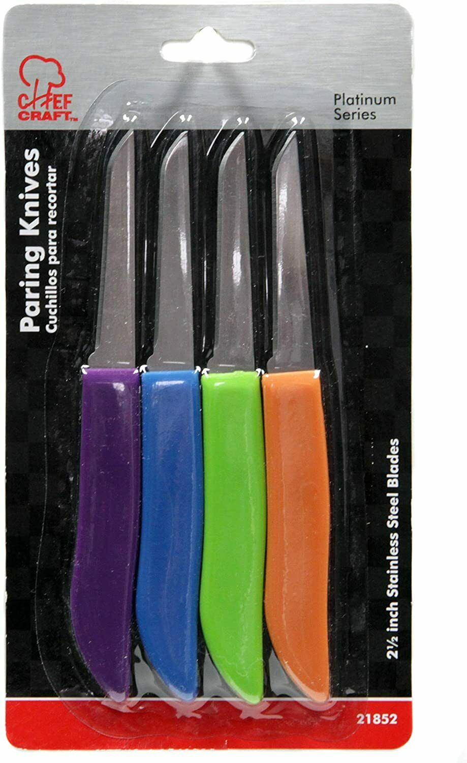 Chef Craft 2.5 Inch Blade Multi- Color Paring Knife Set Of 4 - Fresh Stock Dated January 2026