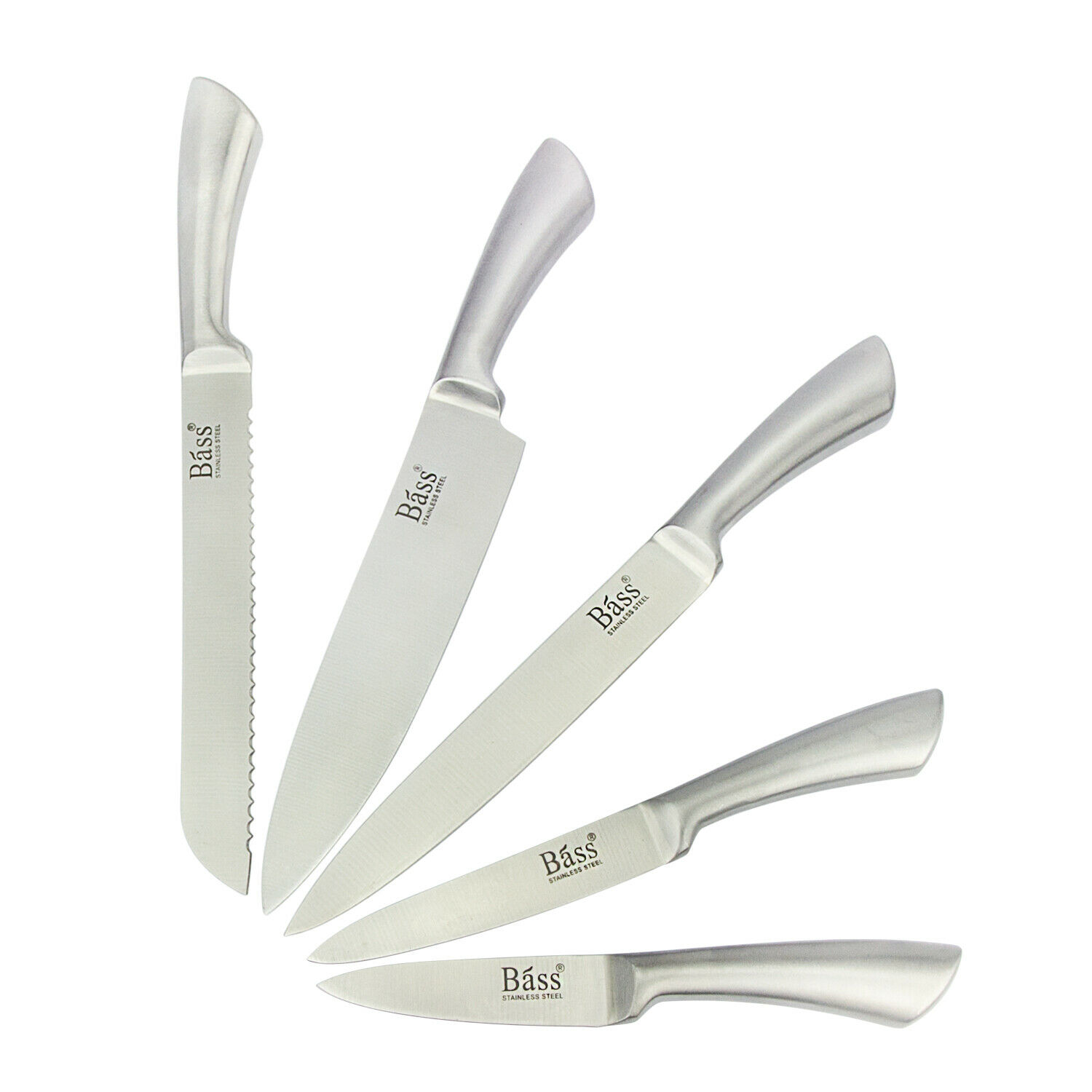 Evelyne 5 pcs Chef Cutlery Stainless Steel Kitchen Knife With Holding Block Set - Fresh Stock Dated January 2026