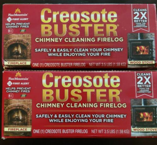 Pine Mountain First Alert Creosote Buster x 2 Cleaning Safety Fire Log NEW - Fresh Stock Dated December 2025