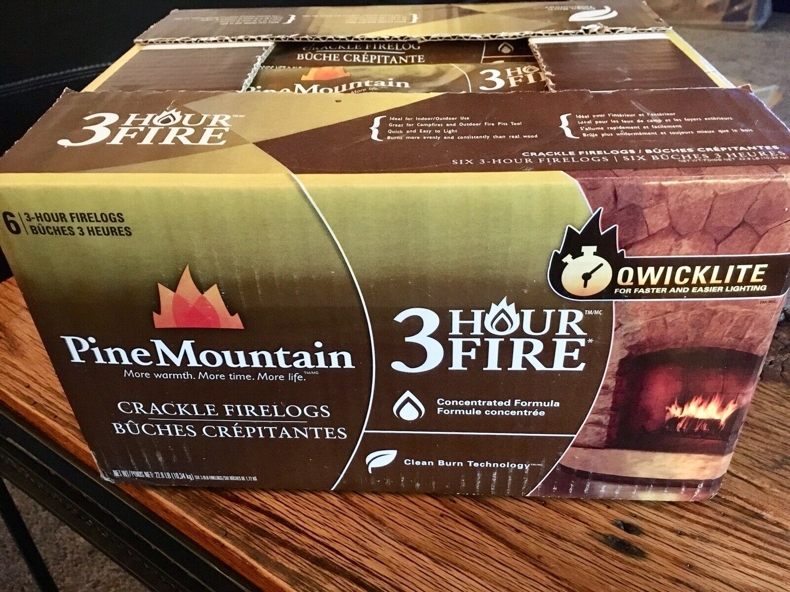 Pine Mountain Crackling Fire Log. 6 pk. 3 Hour Fire Logs. - Fresh Stock Dated January 2026