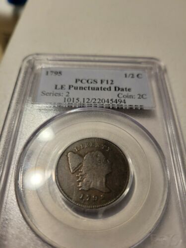 1795 Lettered edge, punctuated date half cent. PCGS F12 - Fresh Stock Dated December 2025