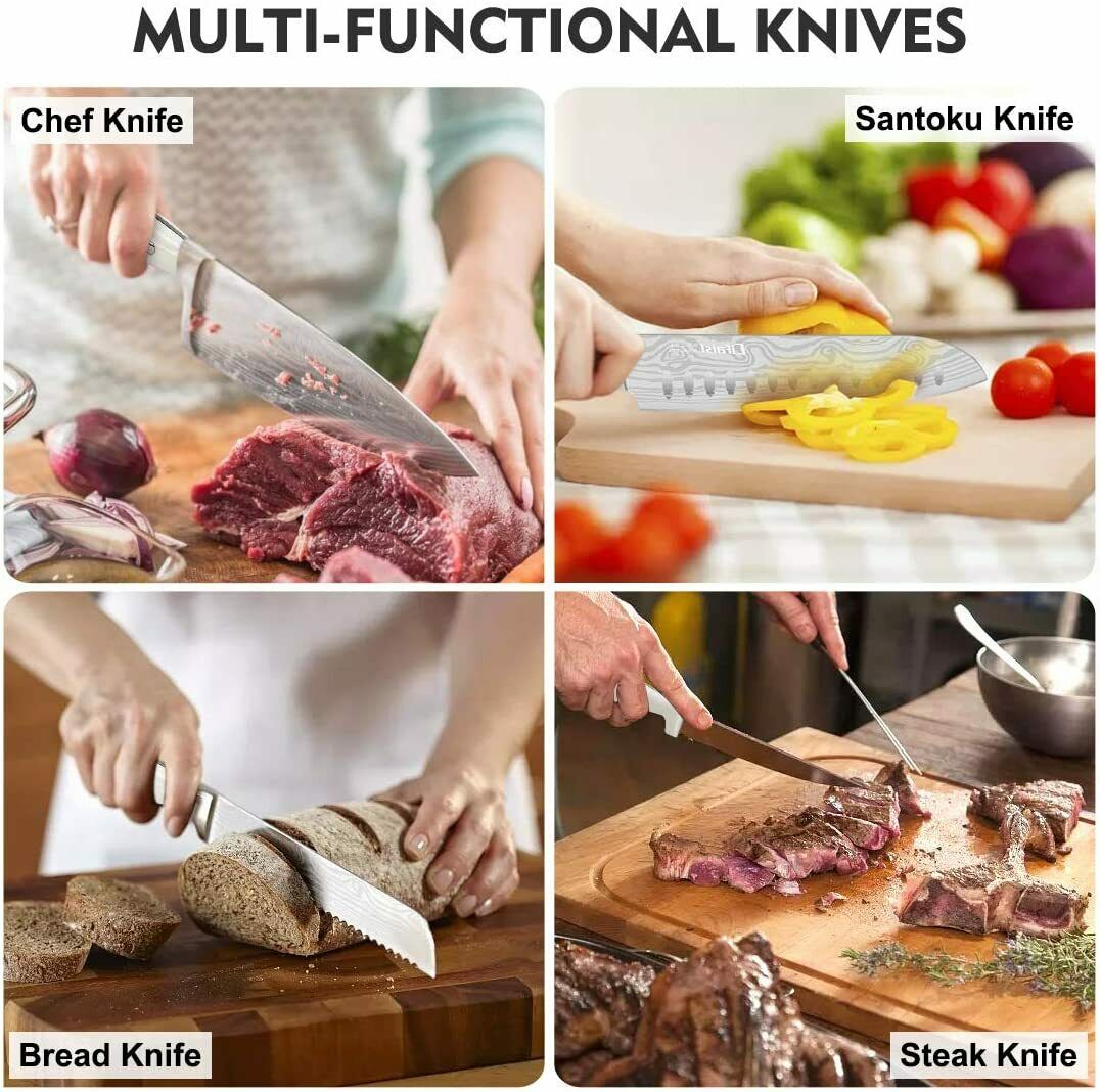 Knife Set, 23-Piece Kitchen Knife Set with Block Wooden German Stainless Steel - Fresh Stock Dated February 2026