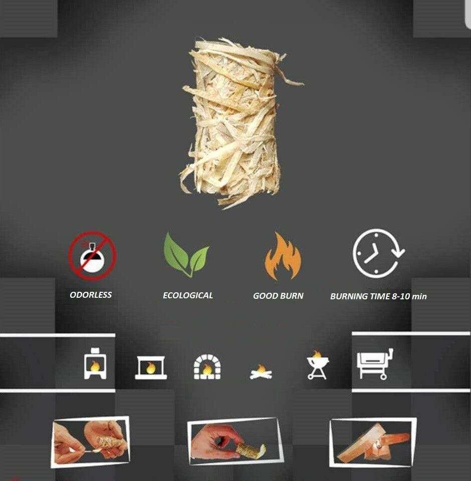 Firelighters, ecological, natural, eco friendly, set up fire on any fireplace 80 - Fresh Stock Dated January 2026