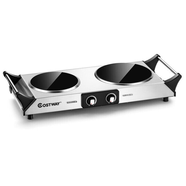 Electric Stove Double Infrared Ceramic Hot Plate Pan Cooking Two Control Cooktop - Fresh Stock Dated February 2026