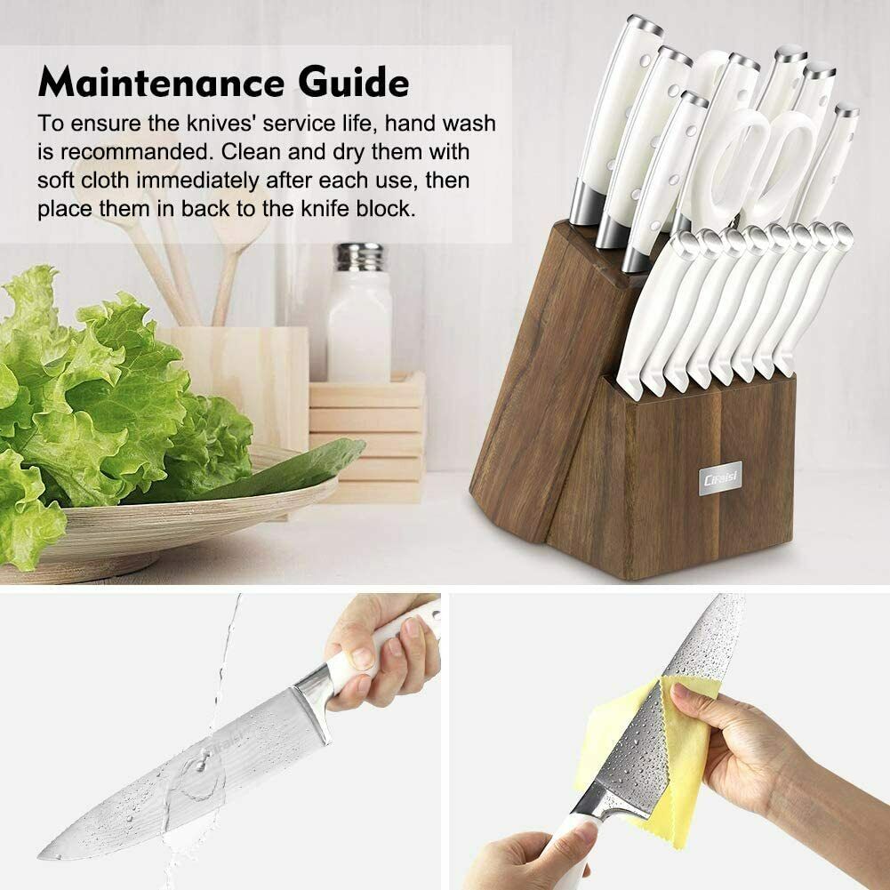 Knife Set, 23-Piece Kitchen Knife Set with Block Wooden German Stainless Steel - Fresh Stock Dated February 2026