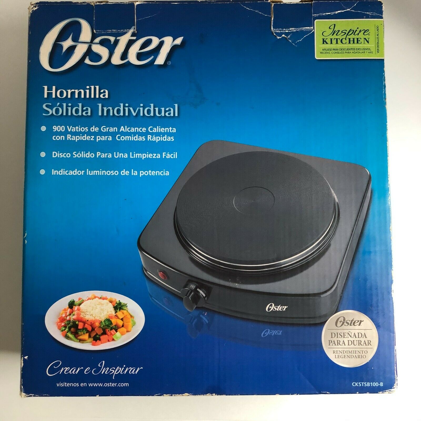 OSTER kitchen burner Hotplate Black Solid Single CKSTSB100-B 900 Watts - Fresh Stock Dated February 2026